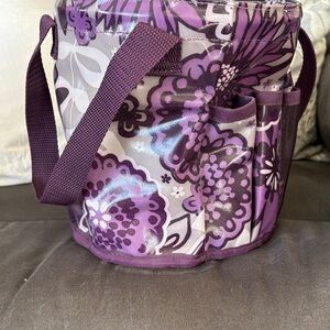 Purple Floral Organizer Tote Bag